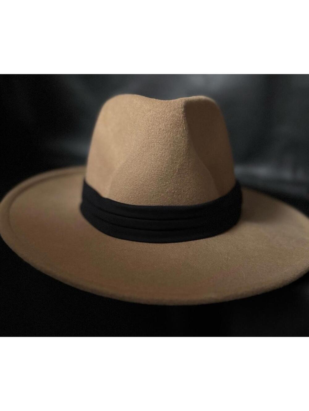 Tan and Black Felt Hat Fedora